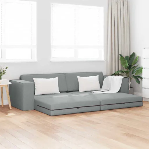 Sofá-Cama 200cm Cinzento-Claro Tecido