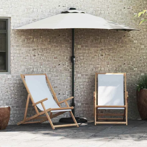 Guarda-Sol de Jardim Areia 294 x 150 x 223 cm Poliéster e Aço