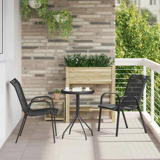 Conjunto Bistro de Jardim   Preto Aço (3 pcs)