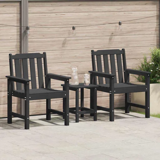 Cadeira de Jantar de Jardim   Preto 65,5 x 59 x 88 cm HDPE (2 pcs)