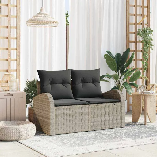 Sofá de Jardim Cinzento-Claro 124 x 62 x 69cm Vime PE