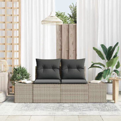 Sofá de Jardim com Almofada Cinzeto 184 x 62 x 69 cm Vime PE