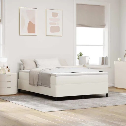 Estrutura da Cama Creme 140 x 190 cm Tecido de Veludo Côtelé