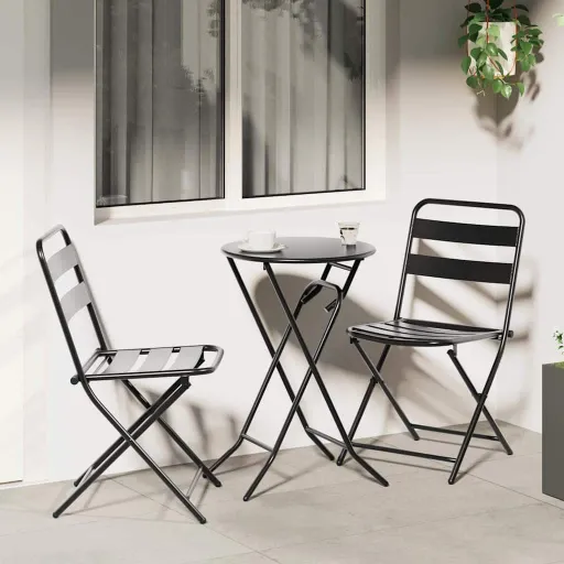 Conjunto Bistro de Jardim   Antracite Aço (3 pcs)