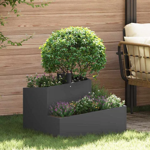 Vaso de Jardim Preto 60 x 60 x 50 cm Aço Laminado a Frio
