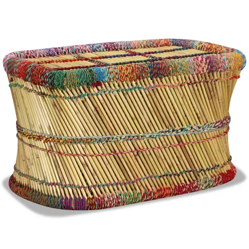 Mesa de Centro em Bambu com Detalhes Chindi Multicor