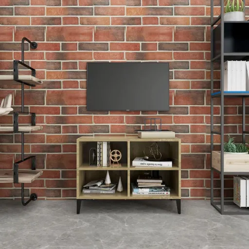 Móvel de TV com Pernas em Metal 69,5x30x50 cm Carvalho Sonoma