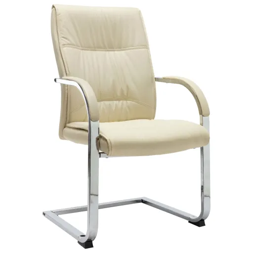 Cadeira de Escritório Cantilever em Couro Artificial Creme