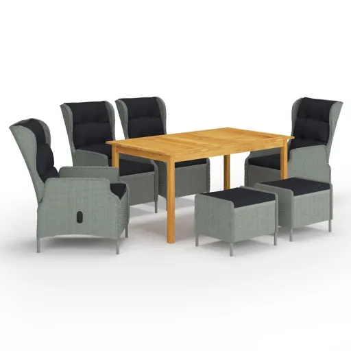 Conjunto de Jantar para Jardim Cinzento-Claro (7 pcs)