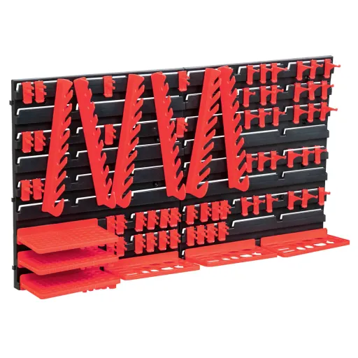 Kit de Arrumação com Painéis de Parede Vermelho e Preto (71 pcs)