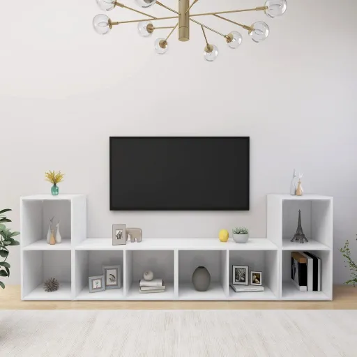 Móveis de TV   72x35x36,5 cm Derivados de Madeira Branco (4 pcs)