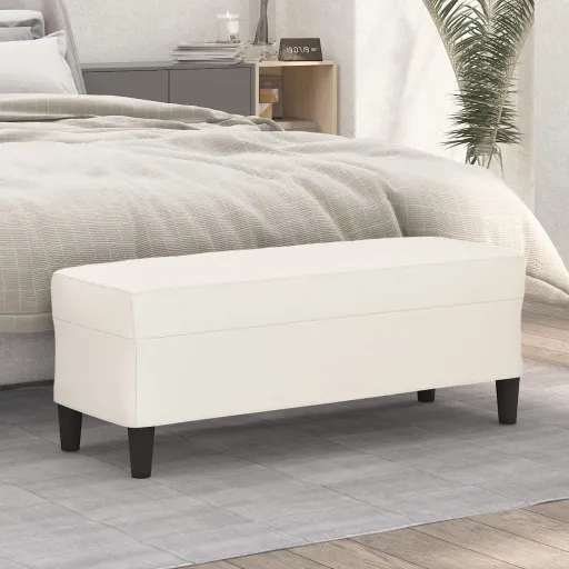Banco 100x35x41 cm Couro Artificial Cor Creme