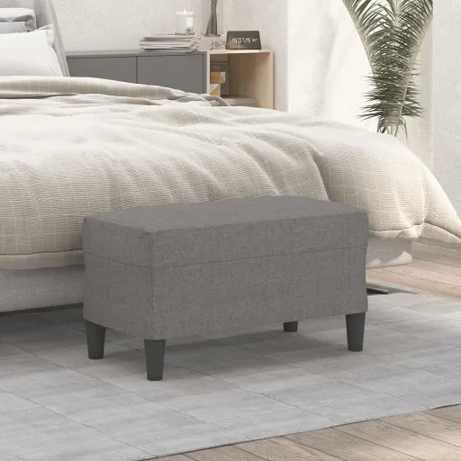 Banco 70x35x41 cm Tecido Cinzento-Escuro