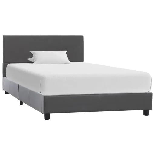 Estrutura de Cama 100x200 cm Couro Artificial Cinzento