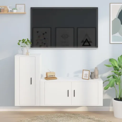 Conjunto Móveis de TV Derivados de Madeira Branco (2 pcs)