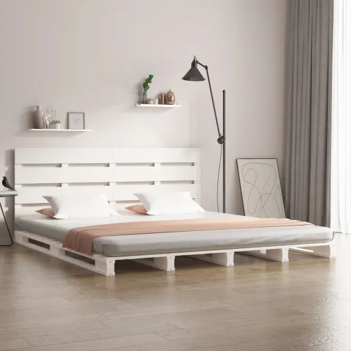 Cama Sem Colchão 135x190 cm Madeira de Pinho Maciça Branco