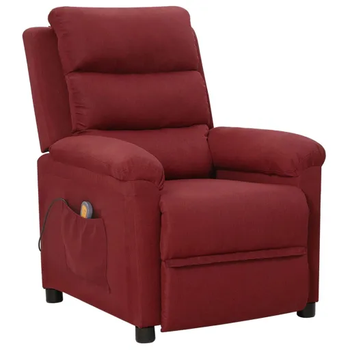 Poltrona de Massagens Elétrica Reclinável Tecido Vermelho Tinto