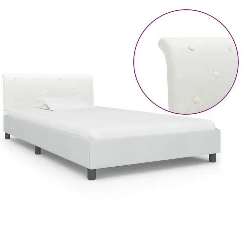 Estrutura de Cama 100x200 cm Couro Artificial Branco