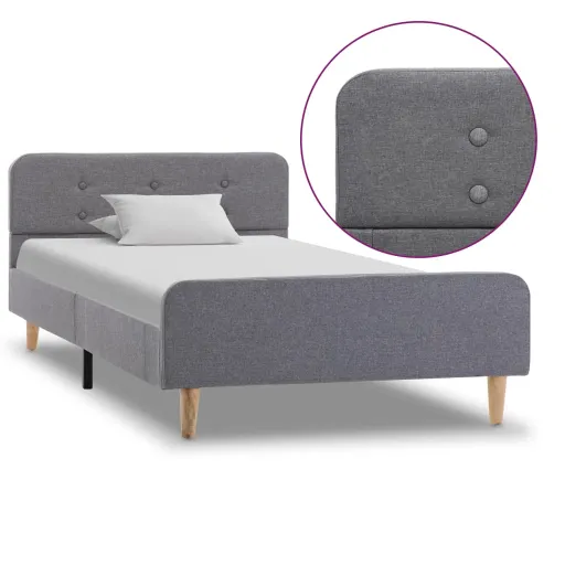 Estrutura de Cama em Tecido 100x200 cm Cinzento-Claro