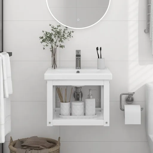 Estrutura de Parede p/ Lavatório Ferro 40x38x31 cm Branco