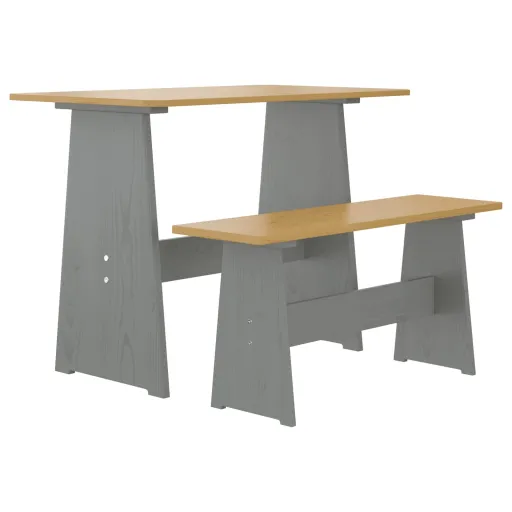 Mesa de Jantar Banco REINE Pinho Maciço Castanho Mel/Cinzento
