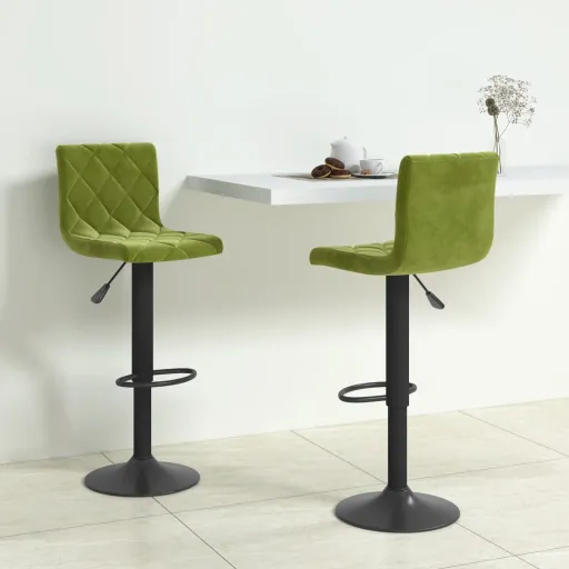 Bancos de Bar   Veludo Verde-Claro (2 pcs)