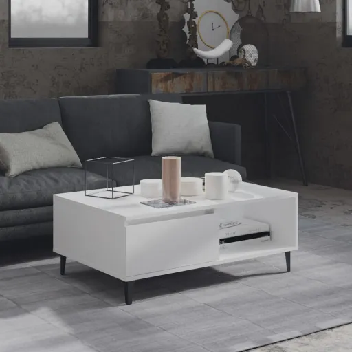 Mesa de Centro 90x60x35 cm Contraplacado Branco