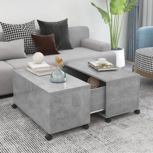 Mesa de Centro 75x75x38 cm Contraplacado Cinzento Cimento