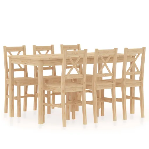 Conjunto de Jantar em Madeira de Pinho (7 pcs)