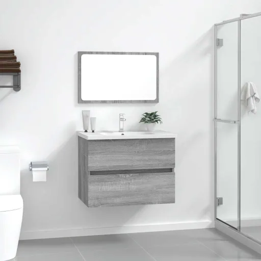 Conjunto Móveis WC Derivados de Madeira Sonoma Cinza (2 pcs)
