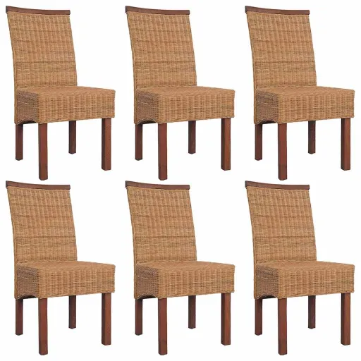 Cadeiras de Jantar   Vime Genuíno Castanho (6 pcs)