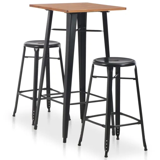 Conjunto de Bar em Aço Preto (3 pcs)