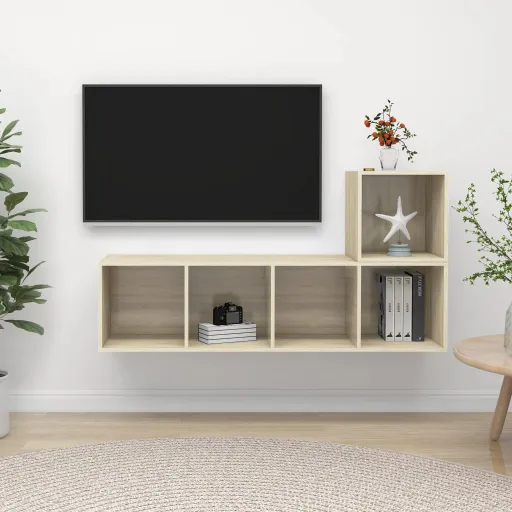 Conjunto de Móveis de TV Contraplacado Carvalho Sonoma (2 pcs)