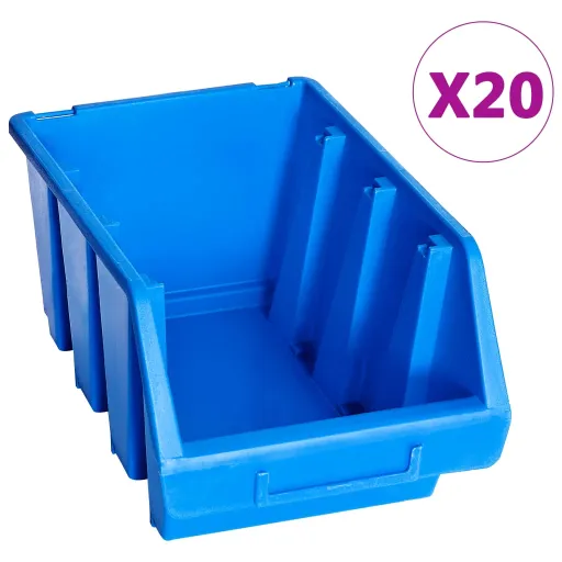 Caixas de Arrumação Empilháveis   Plástico Azul (20 pcs)