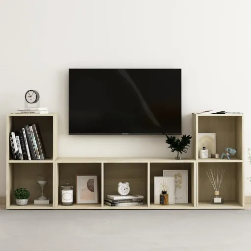 Conjunto Móveis de TV Derivados Madeira Carvalho Sonoma (3 pcs)