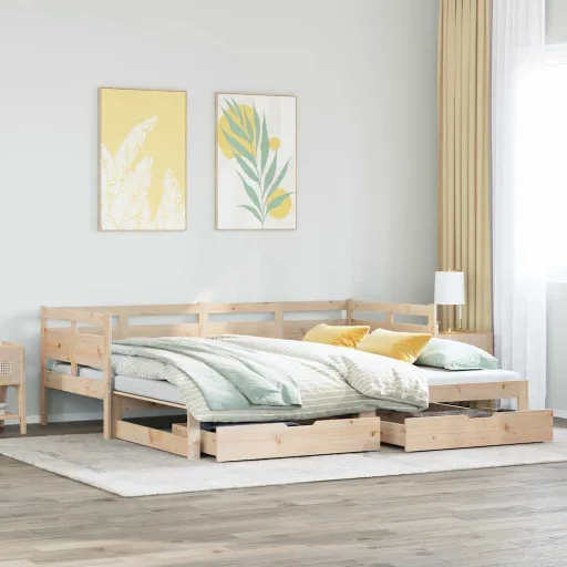 Sofá-Cama com Gavetão e Gavetas Sem Colchão 80x200 cm