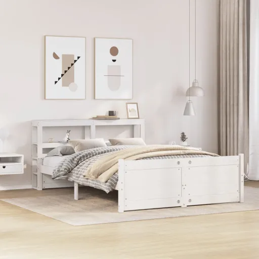 Estrutura de Cama c/ Cabeceira Sem Colchão 140x190 cm Branco