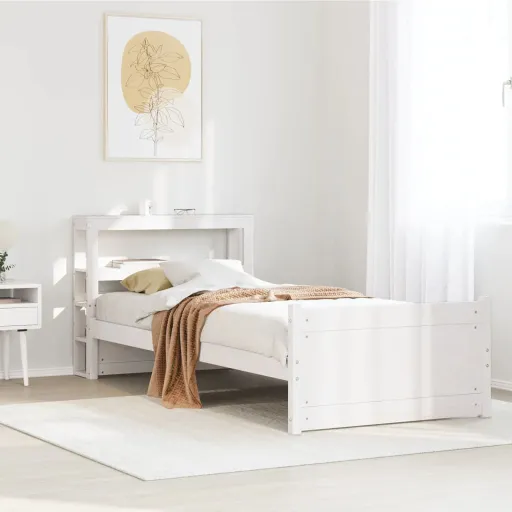Estrutura de Cama c/ Cabeceira Sem Colchão 90x200 cm Branco