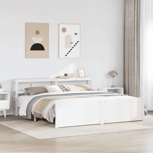 Estrutura de Cama c/ Cabeceira Sem Colchão 180x200 cm Branco
