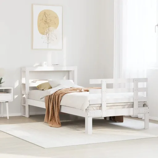 Estrutura de Cama c/ Cabeceira Sem Colchão 90x200 cm Branco
