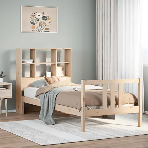 Cama com Estante Sem Colchão 90x190 cm Pinho Maciço