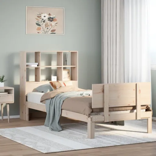 Cama com Estante Sem Colchão 90x190 cm Pinho Maciço
