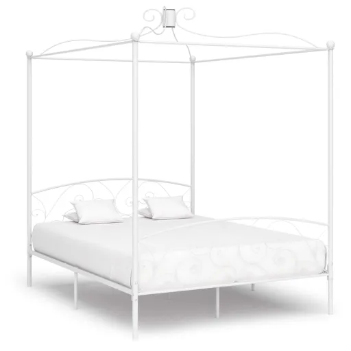 Estrutura de Cama com Dossel Metal 180x200 cm Branco