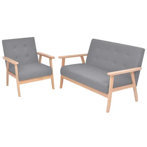 Conjunto de Sofás   Tecido Cinzento Claro  (2 pcs)