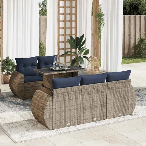 Conjunto Sofás Jardim com Almofadões PE/Acácia Cinzento (6 pcs)