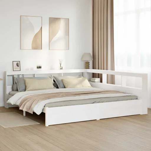 Cama com Estante Sem Colchão 160x200 cm Pinho Maciço