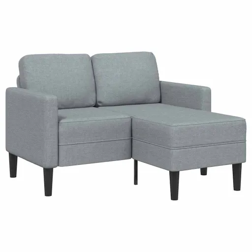 Sofá 2 Lugares com Chaise em L 125 cm Tecido Cinzento-Claro