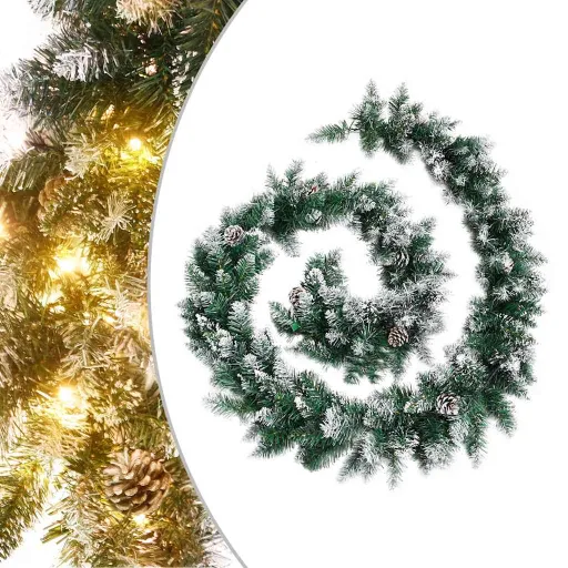 Grinalda de Natal com Luzes LED 5,2 m PVC Verde