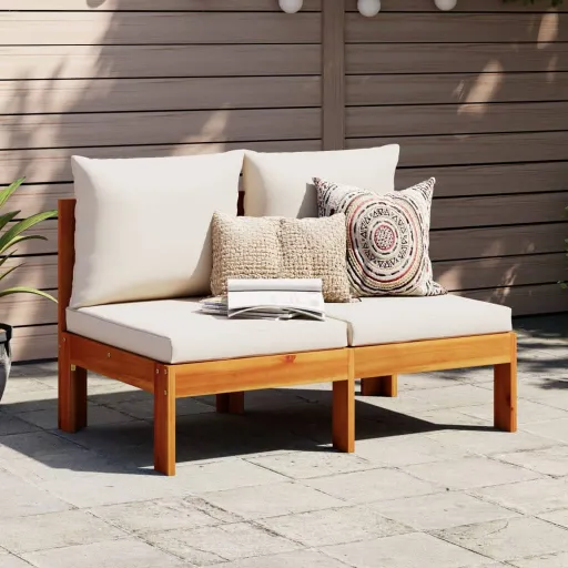 Sofá 2 Lug. Jardim s/ Apoio Braços c/ Almofadões Acácia Maciça