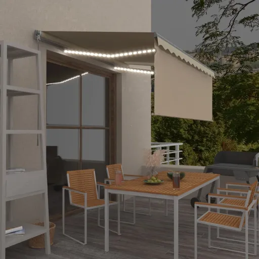 Toldo Retrátil Manual com Estore/LED 3x2,5 m Cor Creme